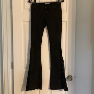 Free people lace inset bell bottom jeans